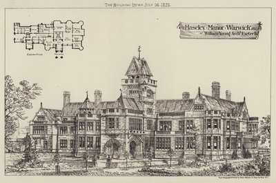 Haseley Manor, Warwick (gravura) de English School