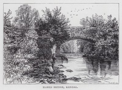 Hawes Bridge, Kendal (gravura) de English School