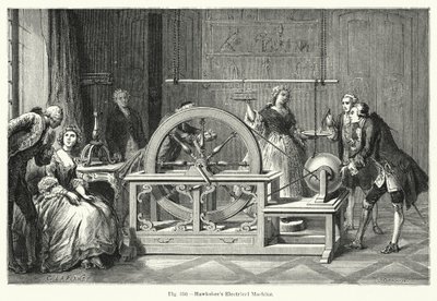 Máquina Eléctrica de Hawksbee (gravura) de English School