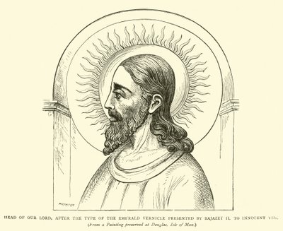 Cabeça de Nosso Senhor, depois do tipo do verniz de esmeralda apresentado por Bajazet II a Inocêncio VIII de English School