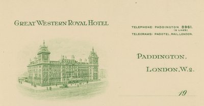 Papel timbrado do Great Western Royal Hotel de English School