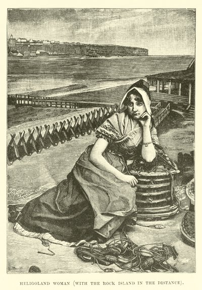 Heligoland mulher, com a Rock Island à distância de English School