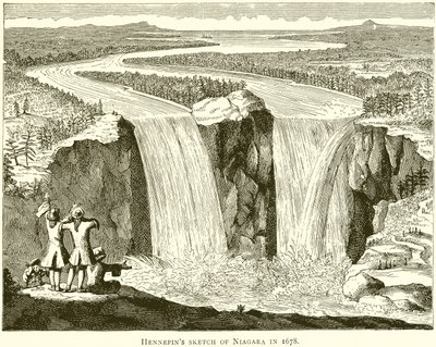 Esboço de Hennepins de Niagara em 1678 de English School