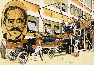 Henry Ford e sua primeira linha de produção de 1908 de English School