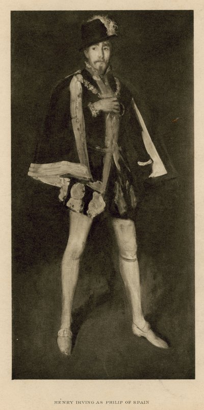 Henry Irving, ator, como Philip da Espanha de English School