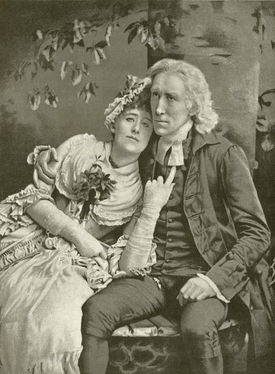 Henry Irving como o vigário e Ellen Terry como Olivia (gravura) de English School