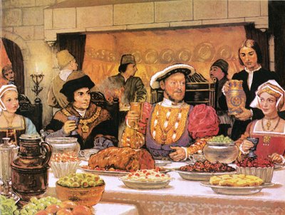 Henrique VIII com Sir Thomas More à sua direita de English School