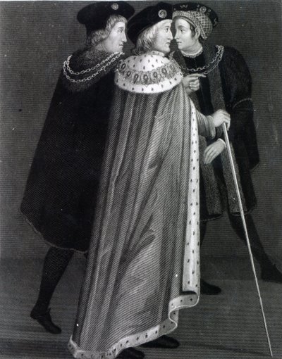Henrique VII com Richard Empson e Sir Edmund Dudley (gravura) de English School