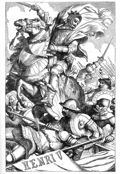 Henrique V - (The Chronicle History of Henry the Fifth) - Ilustração em "Completes de William Shakespeare" 1866 - As ilustrações e a forma geral desta edição são emprestadas do Shakespeare ilustrado de Cassell, publicado em Londres de English School