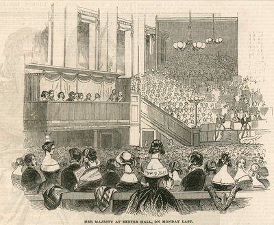 Sua Majestade a Rainha Victoria em Exeter Hall, Strand, Londres de English School