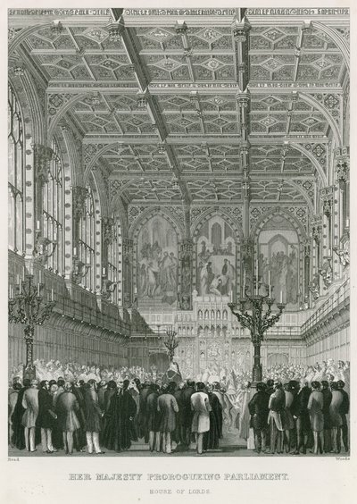 Sua Majestade proroga o Parlamento, a Câmara dos Lordes de English School