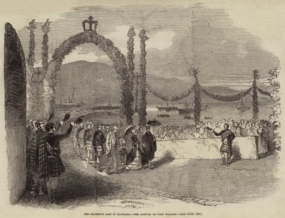 A Visita de Sua Majestade à Escócia, a Chegada a Fort William (gravura) de English School