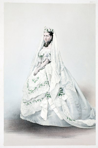 Sua Alteza Real a Princesa Alexandra Caroline da Dinamarca, de Um Memorial do Casamento de Eduardo VII e Alexandra da Dinamarca, pub. 1864 de English School