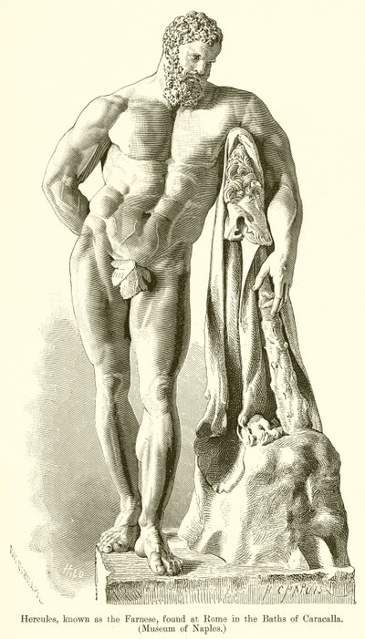 Hércules, conhecido como o Farnese, encontrado em Roma nas Termas de Caracalla. (Museu dos Neples) de English School