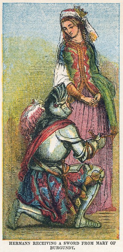 Hermann recebendo uma espada de Maria da Borgonha de English School
