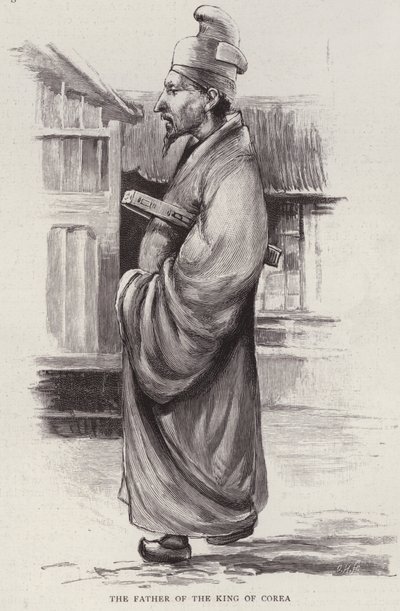 Heungseon Daewongun, pai do rei Gojong da Coreia (litho) de English School