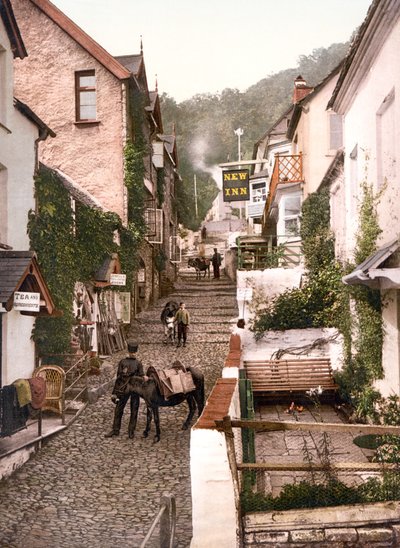 Rua principal, Clovelly (foto colorida à mão) de English School