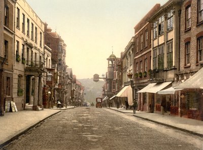 High Street, Guildford (foto colorida à mão) de English School