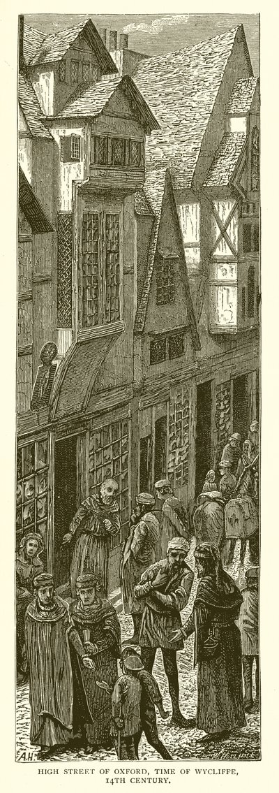 High Street de Oxford, época de Wycliffe, século 14 de English School