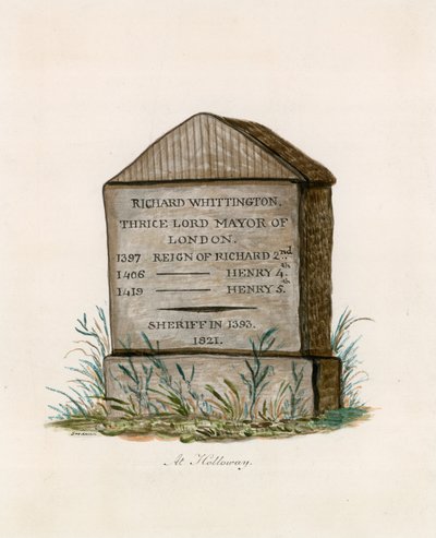 Colina de Highgate, pedra de Whittington (wc no papel) de English School