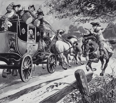 Highwayman (guache no papel) de English School