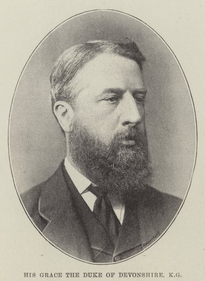 Sua Graça o Duque de Devonshire, KG (litho) de English School