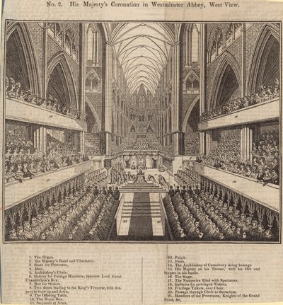 Sua majestade Coroação na Abadia de Westminster, West View de English School