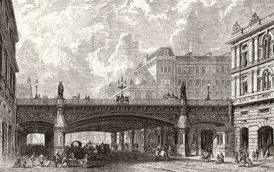 Viaduto Holborn, de &39;London Pictures: desenhado com caneta e lápis&39;, pelo Rev. Richard Lovett, publicado em 1890 de English School