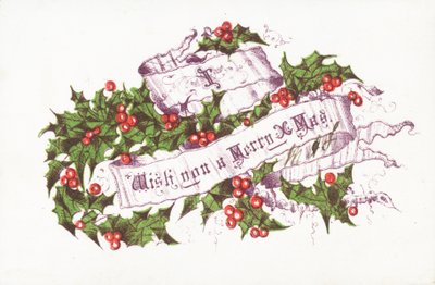 Azevinho e bagas, cartão de Natal de English School