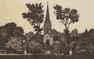 Igreja da Santíssima Trindade, Stratford on Avon (litografia) de English School