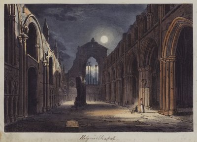 Holyrood Chapel, Edimburgo (gravura colorida) de English School