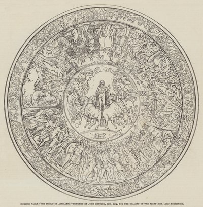Mesa Homérica, o Escudo de Aquiles, desenhada por John Henning, Junior, Esquire (gravura) de English School