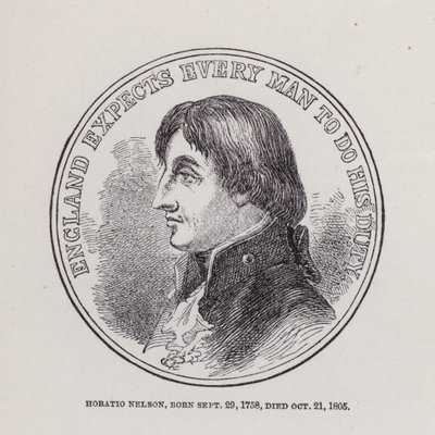 Horatio Nelson, nascido a 29 de Setembro de 1758, morreu a 21 de Outubro de 1805 (gravura) de English School