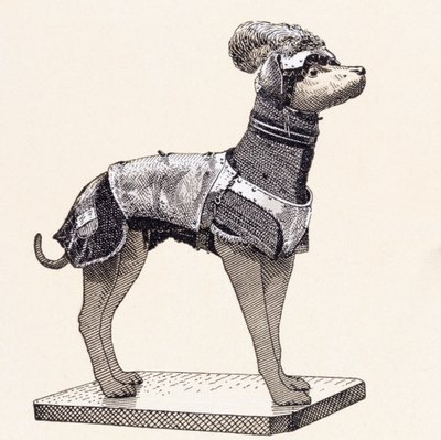 Cão de caça com colete (gravação colorida) de English School