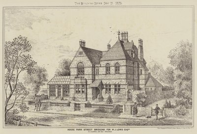 House Park Street Bridgend, para W J Lewis Esquire (gravura) de English School
