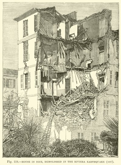 Casa em Nice, demolida no terremoto de Riviera, 1887 de English School