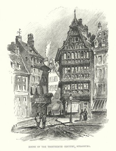 Casa do Século XIII, Estrasburgo (gravura) de English School