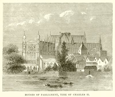 Casas do Parlamento, época de Carlos II de English School