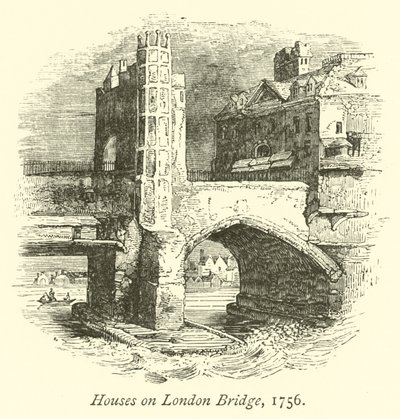 Casas na ponte de Londres, 1756 de English School