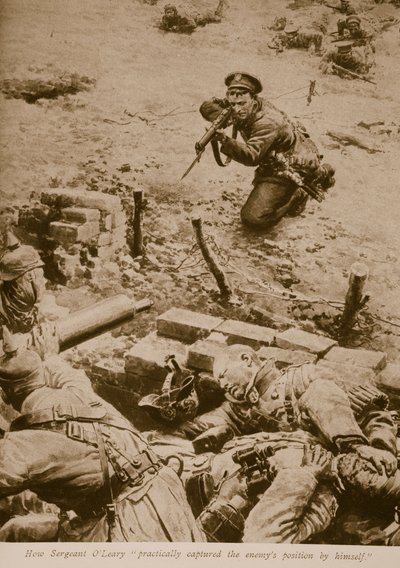 Como o sargento O Leary praticamente capturou a posição do inimigo sozinho, 1914-19 de English School