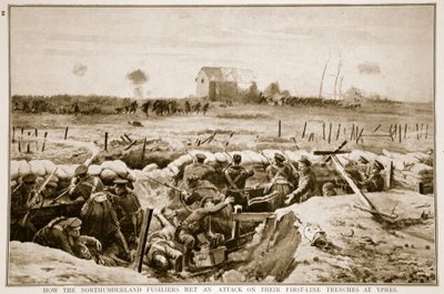 Como os Fuzileiros de Northumberland encontraram um ataque em suas trincheiras de primeira linha em Ypres, 1914-19 de English School