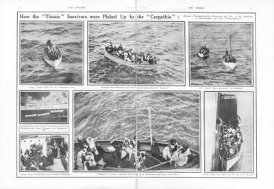 Como os sobreviventes do Titanic foram apanhados pelo Carpathia, da The Sphere, 04 de maio de 1912 de English School