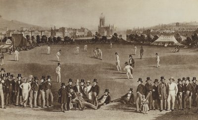 Como eles jogavam críquete quando a Rainha Victoria era jovem (litho) de English School