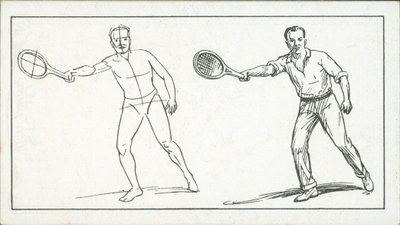 Como desenhar: Figura a jogar ténis (litografia) de English School