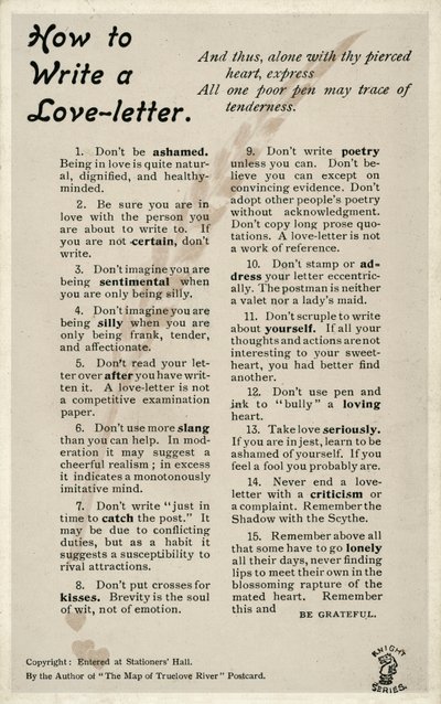 Como escrever uma carta de amor (litografia) de English School