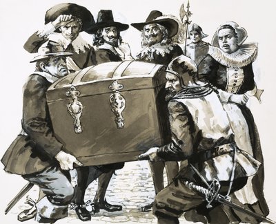 Hugo Grotius escapa da prisão da fortaleza de Loevateyn de English School