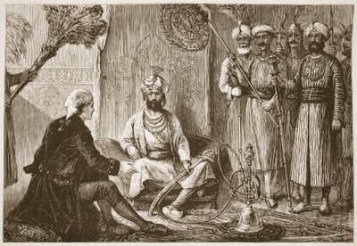 Hyder Ali e o missionário, ilustração da história ilustrada de Cassells da Índia por James Grant, bar. 1879 de English School