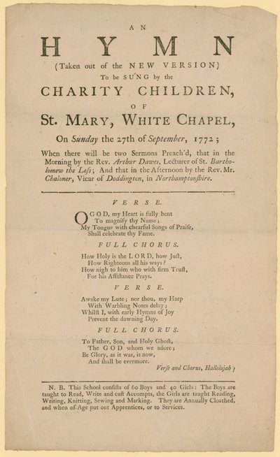 Hino a ser cantado pelas crianças caritativas de Santa Maria de English School