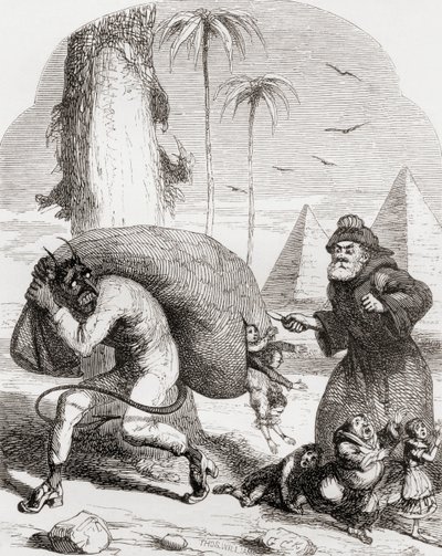 Ilustração a seguir a George Cruikshank para o poema &39;The Lay of St. Medard&39;, de &39;The Ingoldsby Legends ou Mirth and Marvels&39;, de Thomas Ingoldsby, publicado em 1865 de English School