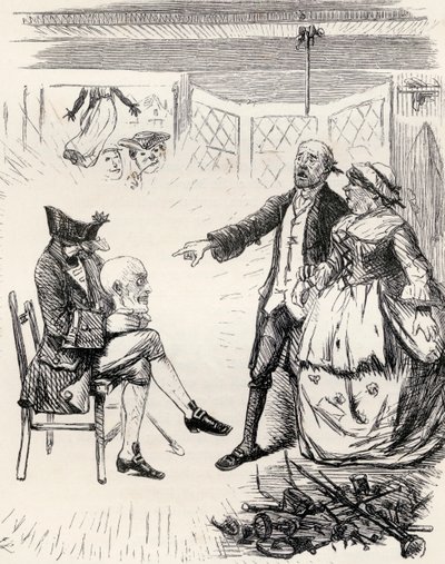 Ilustração depois de J. Leech para o poema "The Legend of Hamilton Tighe", de "The Ingoldsby Legends ou Mirth and Marvels", de Thomas Ingoldsby, publicado em 1865 de English School